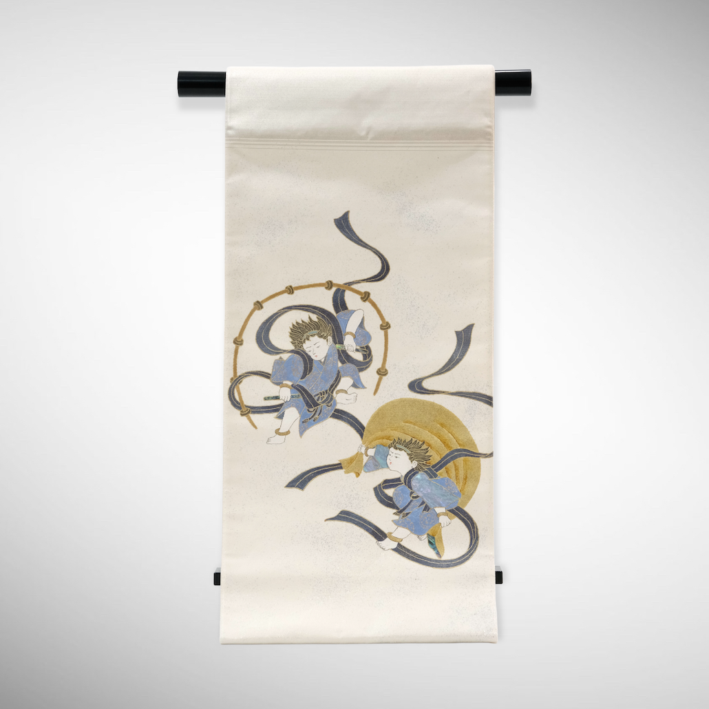 風神雷神 童 螺鈿 絵箔 西陣織袋帯 | 帯ときもの やまぐち 洗練された  